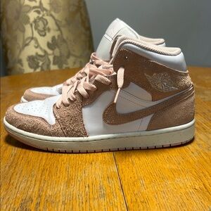 Jordan men’s  High-Top Sneakers - Tan and White